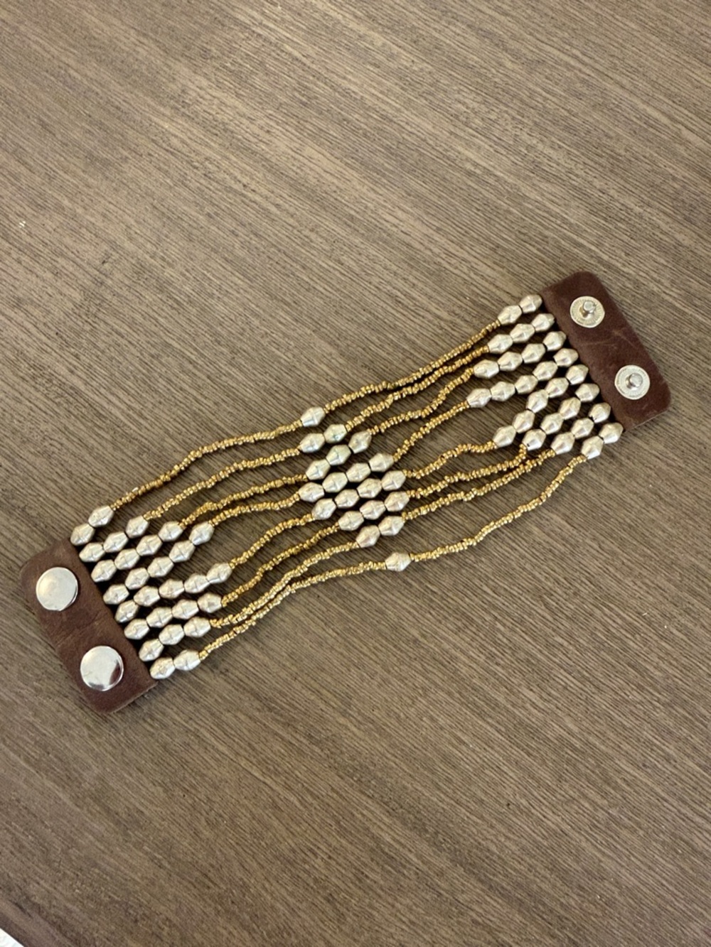 Noonday Very Versatile Artisan Bracelet Upcycled Metal Artillery and Leather